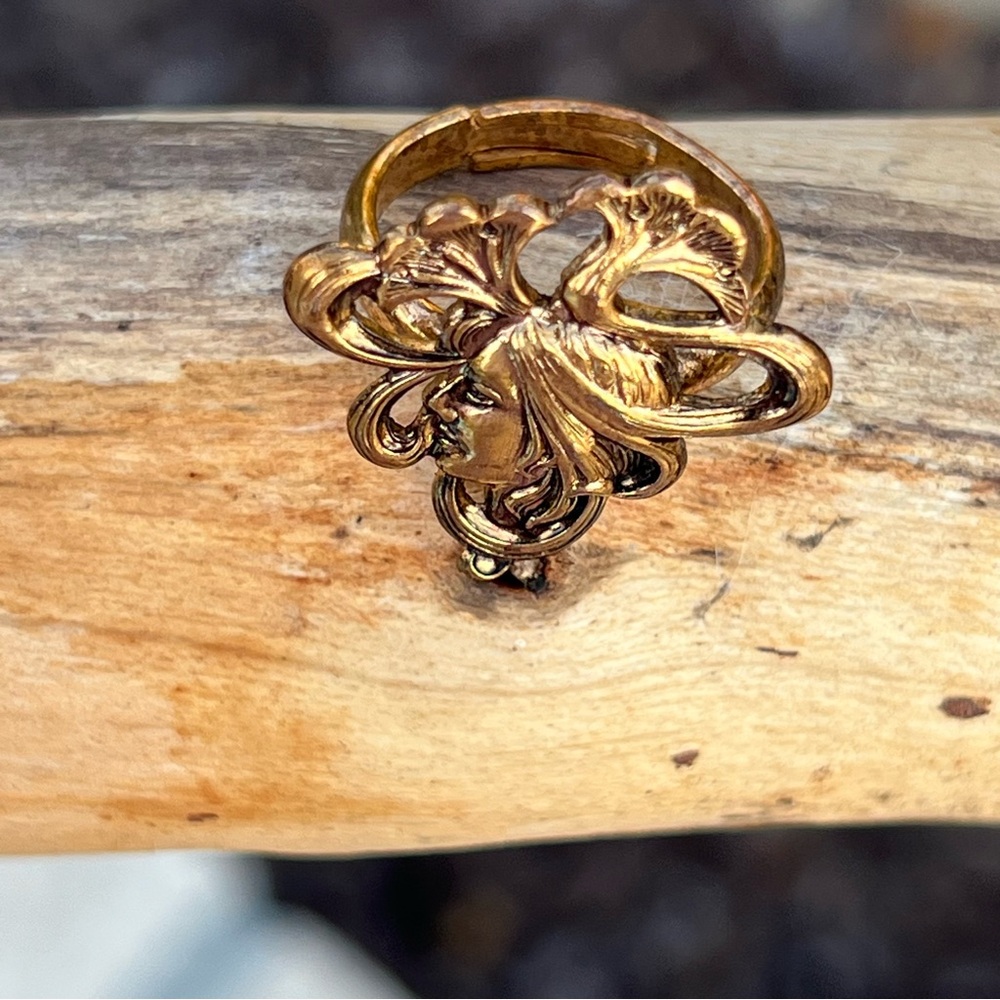 Vintage Art Nouveau Adjustable Lady Rings – Estate Gold-Plated – Size 4 to 8 - Picture 4 of 7